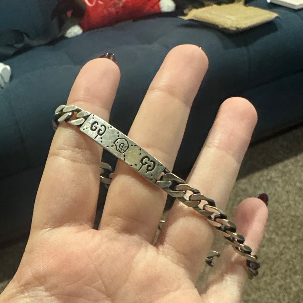 Gucci Sterling Silver GucciGhost Skull ID Chain Bracelet - Picture 2 of 4